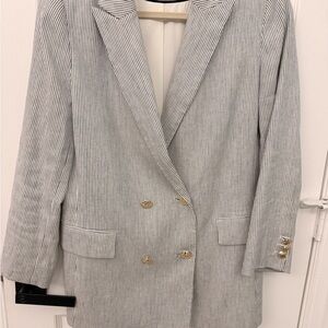ANTONIO MELANI Pinstripe Blazer - Gray and White